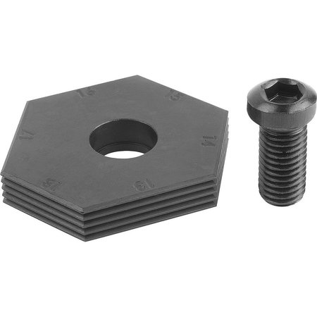 KIPP Chock Clamp Hexagon D=M12, Form:B Mild Steel, Variable K0023.15